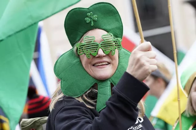 A member of the crowd at the St Patrick’s Day Parade in central London