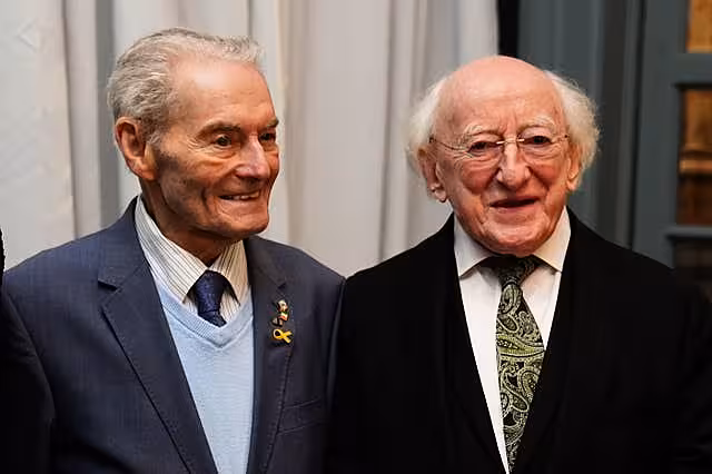 Irish President Michael D Higgins with Holocaust survivor Tomi Reichenthal