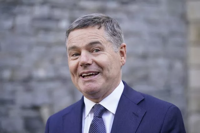 Paschal Donohoe speaking to the media at Leinster House in Dublin