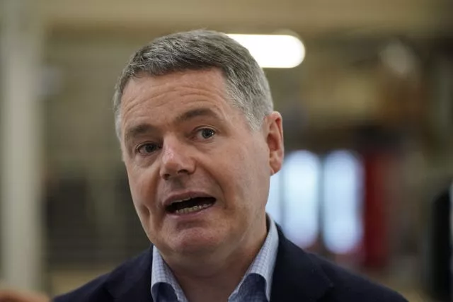 Paschal Donohoe speaks to journalists during a press conference