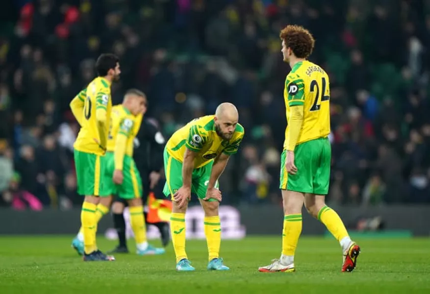 Norwich forward Teemu Pukki looks dejected