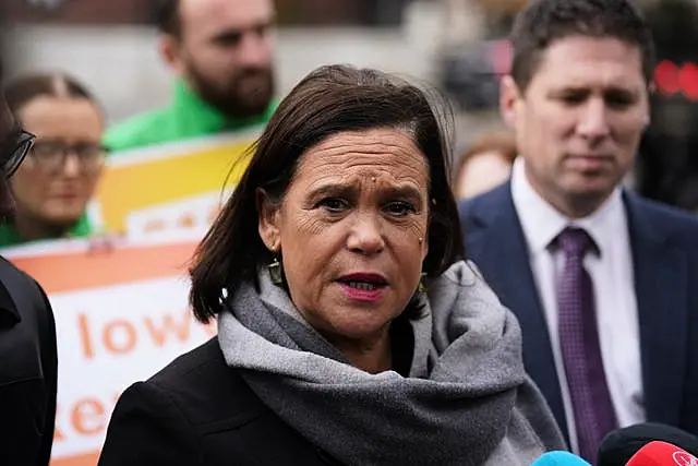 Mary Lou McDonald speaking to the media