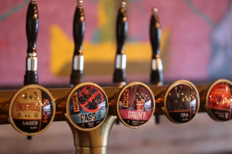 Hope Craft beer pumps at its brewery in Dublin
