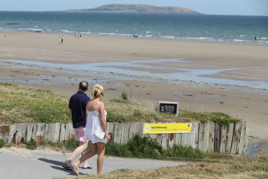 Portmarnock Beach in Dublin was one place where social distancing was possible (Brian Lawless/PA)