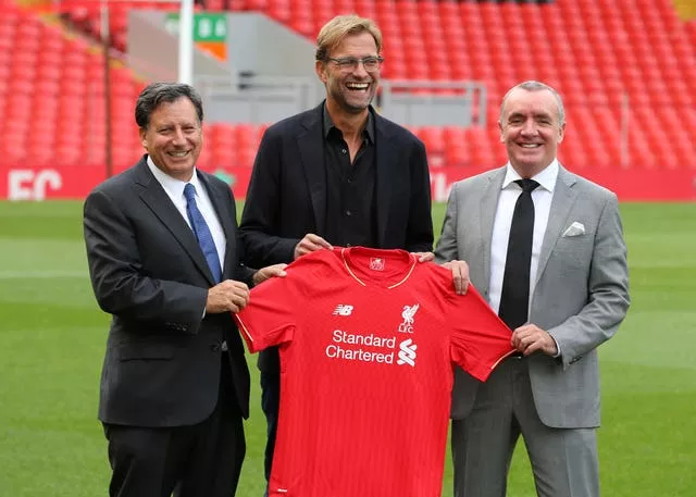 Jurgen Klopp Klopp is unveiled at Anfield in October 2015 