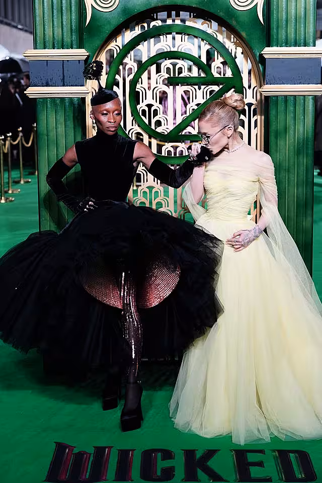 Cynthia Erivo (left) and Ariana Grande arriving for the UK premiere of Wicked at the Royal Festival Hall, Southbank Centre in London.