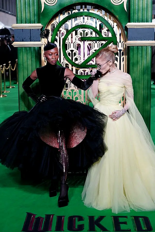 Cynthia Erivo (left) and Ariana Grande arriving for the UK premiere of Wicked at the Royal Festival Hall, Southbank Centre in London. 