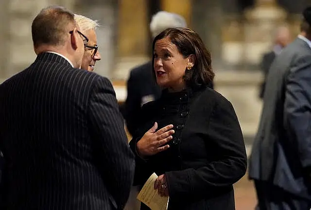 Sinn Fein leader Mary Lou McDonald attends the Remembrance Sunday service at Saint Patrick’s Cathedral in Dublin