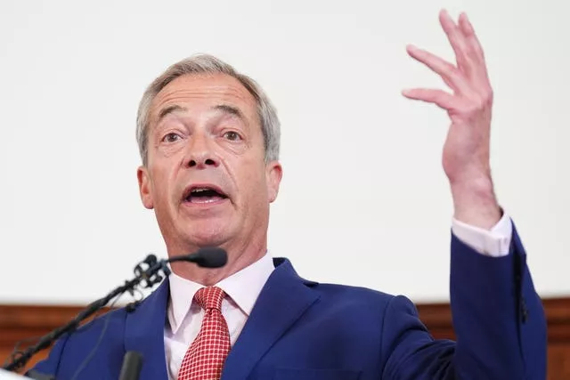 Nigel Farage gestures