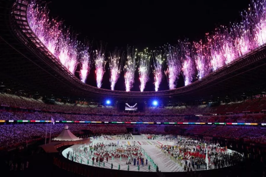 Fireworks during the opening ceremony