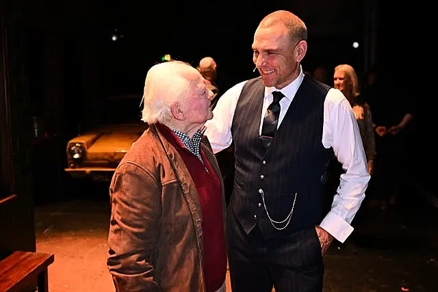 Sir David Jason with ex-footballer Vinnie Jones, who made his stage acting debut as one half of the notorious Driscoll brothers in the musical 