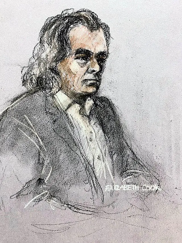 Court artist sketch of Gerry 'The Monk' Hutch 