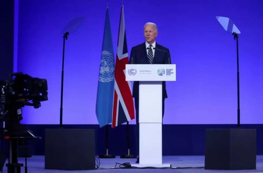 US President Joe Biden speaks at the opening ceremony for the Cop26 summit in Glasgow