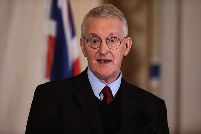 Hilary Benn speaks to journalists