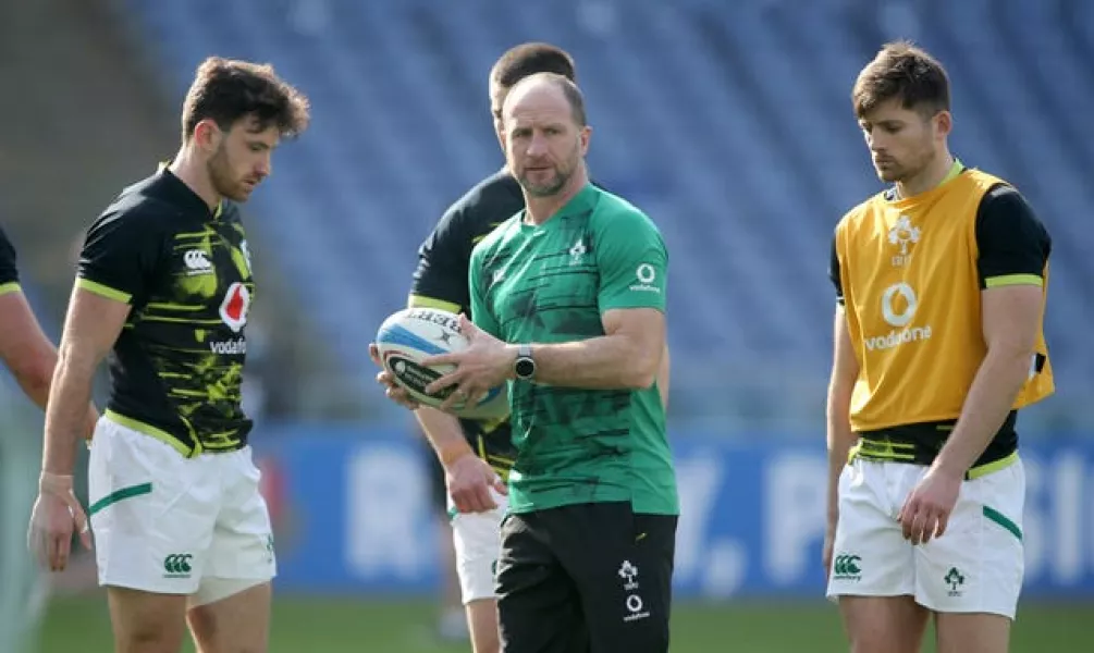 Ireland assistant coach Mike Catt, centre, wants Joey Carbery, not pictured, to bring "his X-factor" against Italy 