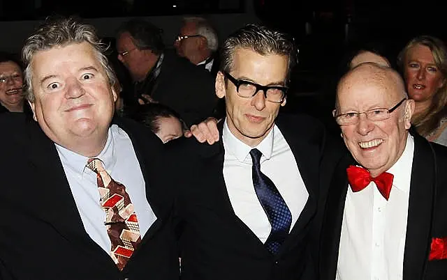 Robbie Coltrane, Peter Capaldi and Richard Wilson arrive at the British Academy Scotland Awards 2011 at the Radisson Hotel in Glasgow on November 13 2011