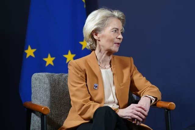 President of the European Commission Ursula von der Leyen sitting in a chair