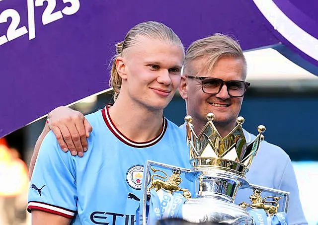 Erling Haaland (left) and his dad Alf-Inge Haaland