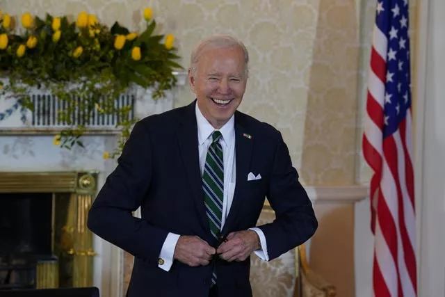 US President Joe Biden left a message in the visitors book quoting an Irish saying (Brian Lawless/PA)