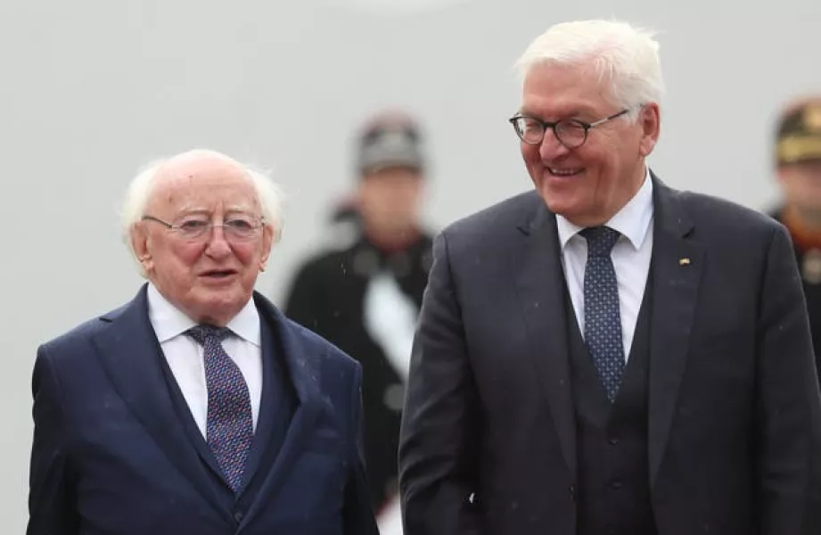 German President Frank-Walter Steinmeier (right) with President Michael D Higgins (Brian Lawless/PA)