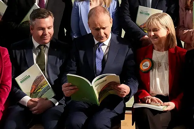 Micheal Martin (centre) with party candidates