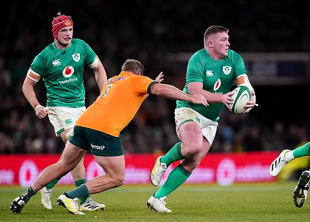 Tadhg Furlong, right, is yet to play a minute of the 2023 Guinness Six Nations