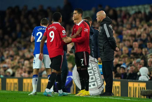 Anthony Martial picked up a back injury against Everton