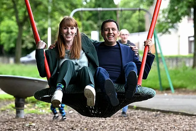 Deputy Labour leader Angela Rayner and Scottish Labour leader Anas Sarwar at Broxburn Family and Community development centre in Livingston