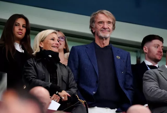 Sir Jim Ratcliffe watching Manchester United from the stands at Villa Park