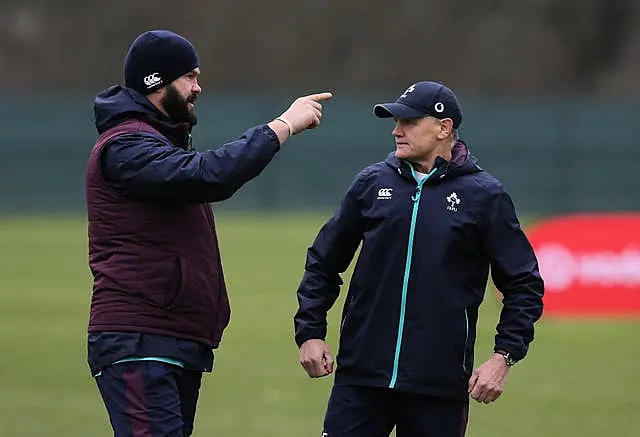 Former Ireland head coach Joe Schmidt, right, with Andy Farrell