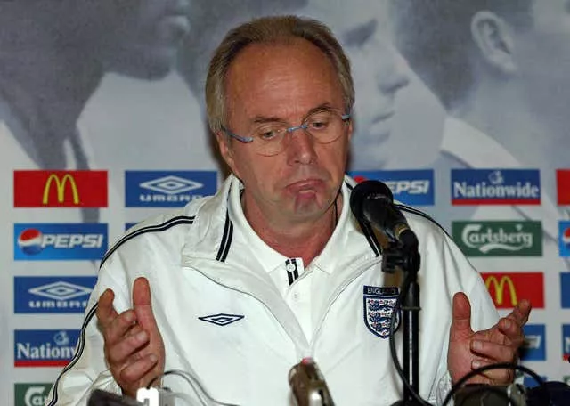Sven-Goran Eriksson managed England from 2001 to 2006 (Chris Ison/PA)