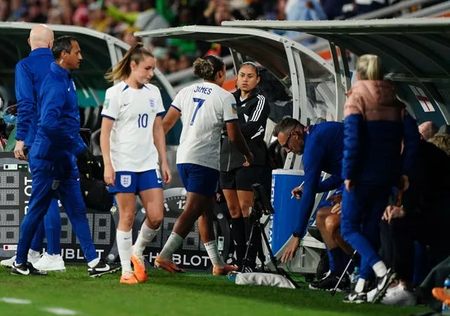 England’s Lauren James is sent off after a VAR review