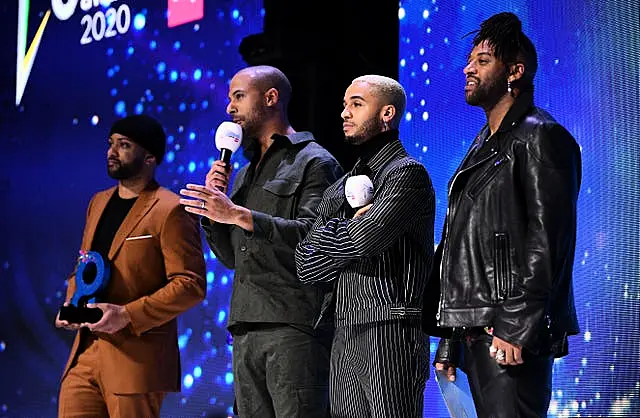  Oritse Williams with fellow JLS members Marvin Humes, Aston Merrygold and JB Gill 