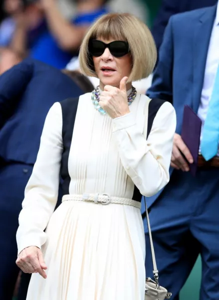 American Vogue, Editor in Chief, Anna Wintour in the Royal Box on day seven of the Wimbledon Championships