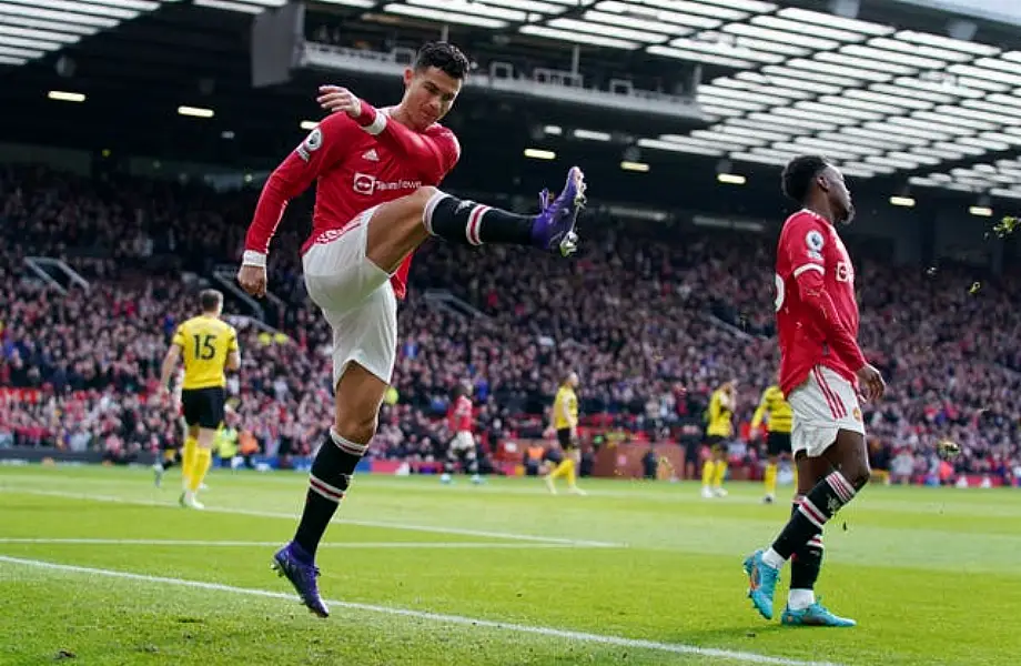 Ronaldo after a missed chance during the game against Watford (Nick Potts/PA).