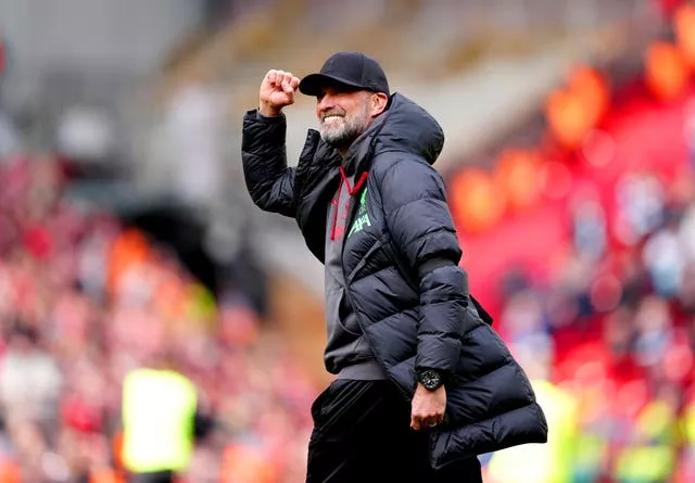 Jurgen Klopp's Liverpool moved to the top of the Premier League table on Sunday (Peter Byrne/PA)