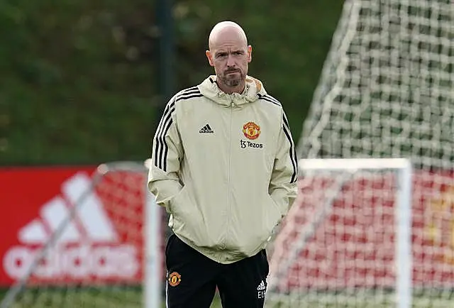 Manchester United manager Erik ten Hag during a training session