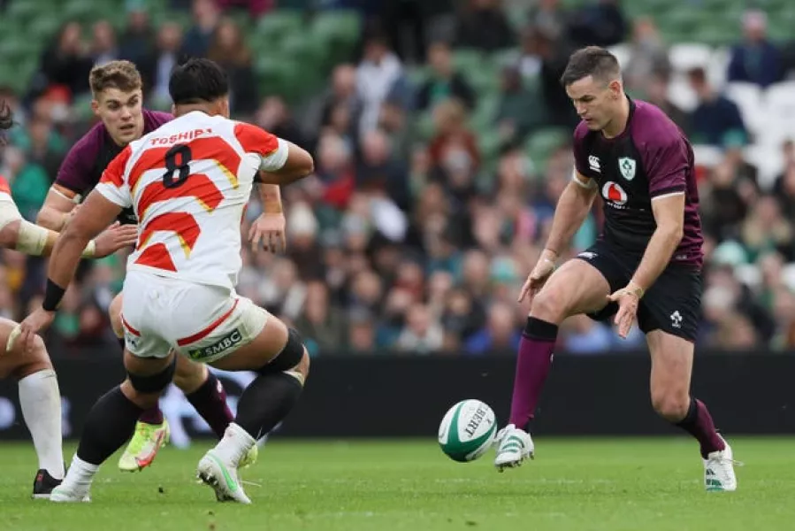 Johnny Sexton, right, in action during the victory over Japan in Dublin 