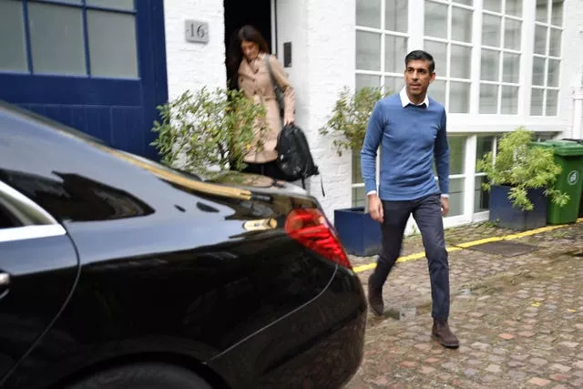 Rishi Sunak outside his home in London on Saturday morning (Beresford Hodge/PA)