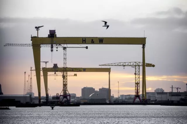 Sunset over the Harland and Wolff cranes in Belfast