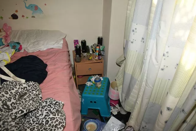 The jury saw pictures of Finley's untidy home in Old Whittington, Derbyshire (Derbyshire Police/PA)