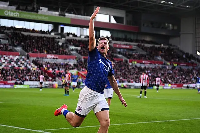 Liam Delap celebrates scoring for Ipswich