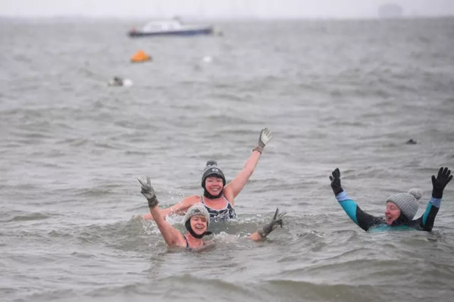 Early morning swimmers enjoy a bracing dip 