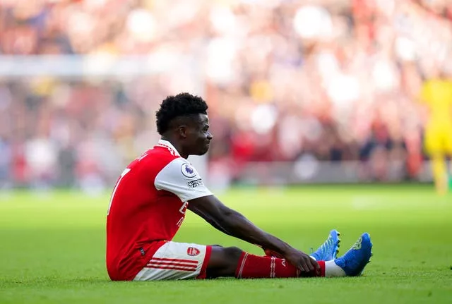 Saka suffered a hamstring injury that saw him miss the win over Manchester City
