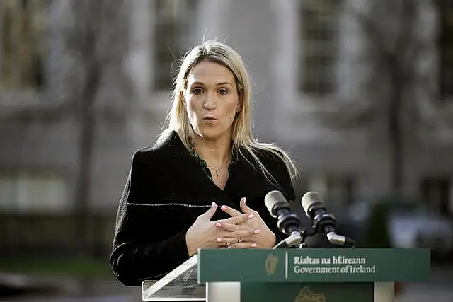 Justice Minister Helen McEntee speaks to the media