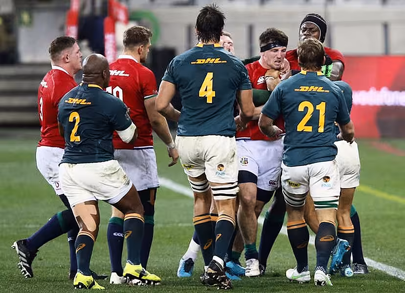The Lions and South Africa fought out a stormy second Test