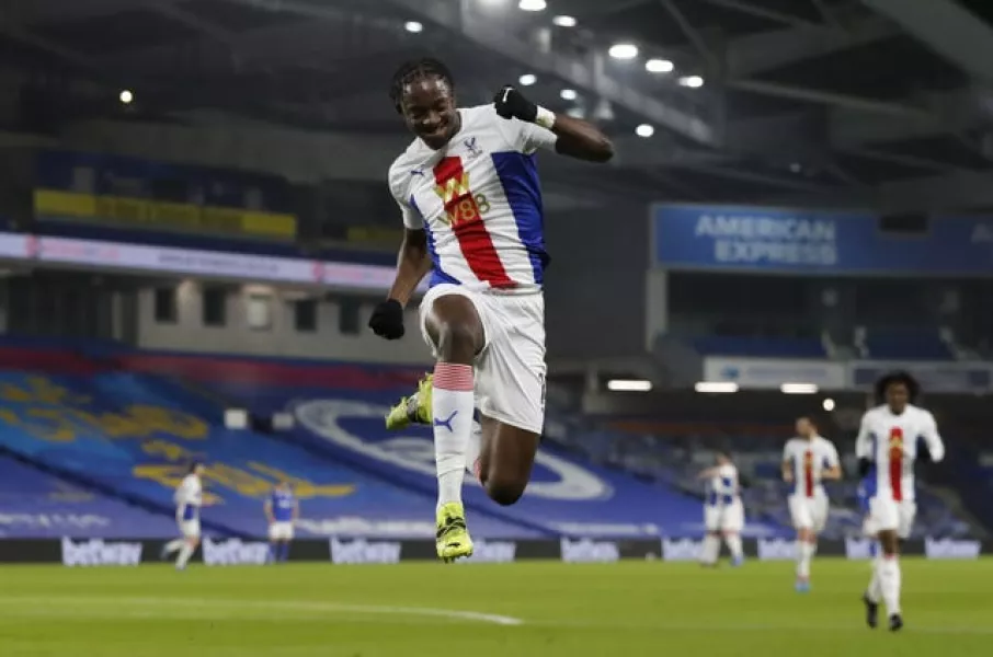 Jean-Philippe Mateta celebrates scoring Crystal Palace's first goal of the game