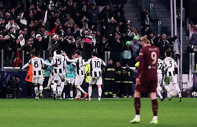 Weston McKennie celebrates scoring Juventus' second (Fabrizio Carabelli/PA)