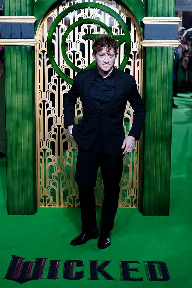 Ethan Slater arriving for the UK premiere of Wicked at the Royal Festival Hall, Southbank Centre in London.