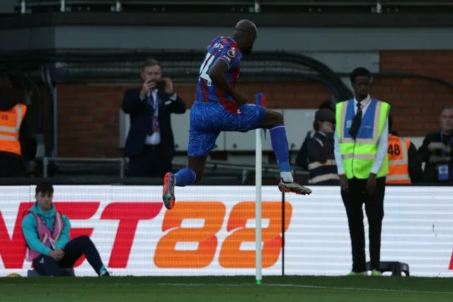 Crystal Palace’s Jean-Philippe Mateta celebrates his winner